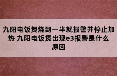 九阳电饭煲烧到一半就报警并停止加热 九阳电饭煲出现e3报警是什么原因